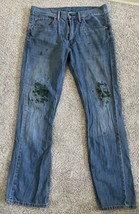 Levi&#39;s 527 Low Boot Cut Jeans Men&#39;s Blue Denim 34x32 Distressed Paint  Spots - £9.43 GBP