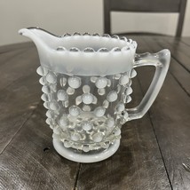 Vintage Opalescent White Hobnail Glass Creamer Pitcher EAPG MCM Cottagecore - $15.83