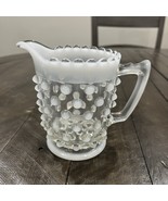 Vintage Opalescent White Hobnail Glass Creamer Pitcher EAPG MCM Cottagecore - $15.83