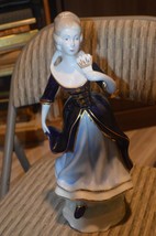 Large &amp; Lovely Vintage Porcelain Figurine, Lady with Fan &amp; Elegant Dress - £39.30 GBP