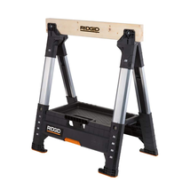 32 In. Polypropylene Folding Sawhorse with Adjustable Heavy Duty Metal L... - $101.76