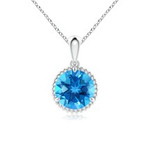 ANGARA Natural Swiss Blue Topaz Solitaire Pendant Necklace in Silver (Size-8mm) - £166.12 GBP+