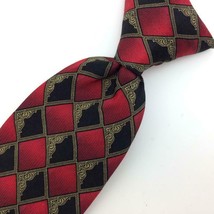 Bergamo Newyork Tie Red Gold Ckeck Clipon Silk Necktie Boy Child Clip On... - £12.51 GBP