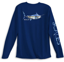 Scales Pro Performance Tropical Marlin Long Sleeve Shirt Fishing XL Navy... - £24.77 GBP