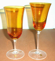 Vera Wang Goblet &amp; Iced Beverage Amber &amp; Clear Crystal Glass 2-Piece New - $24.65