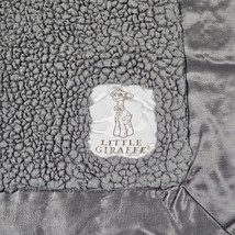 Little Giraffe Blanket Gray Silver Solid Plain Sherpa Back Satin Trim Bi... - £21.35 GBP
