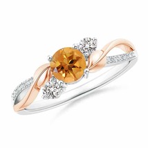 ANGARA Citrine and Diamond Twisted Vine Ring for Women, Girls in 14K Solid Gold - £709.76 GBP