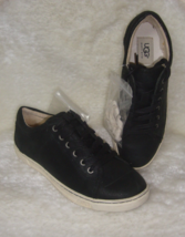 UGG Tomi Black Leather Sneakers Lace Up Casual Fashion Women Size US 7 NEW - $49.40