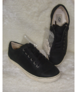 UGG Tomi Black Leather Sneakers Lace Up Casual Fashion Women Size US 7 NEW - $49.40