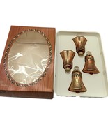 Vtg Krebs Glass Bell Shaped Christmas Ornaments Set of 4 Coppery Gold Gl... - $23.01 CAD