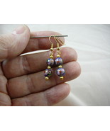 (EE600-105)  8 mm BLUE pink flower two bead CLOISONNE dangle EARRINGS Je... - $265.17 MXN
