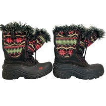 The North Face Black WInter Snow Boots Womens Size 5 Heat Seeker Fur Lined Multi - £26.02 GBP