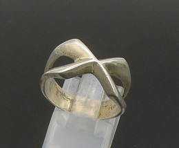 MEXICO 925 Silver - Vintage Shiny Split Shank Crossed Band Ring Sz 8.5 - RG21618 - $39.14