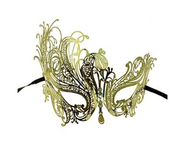 Kbw Women&#39;s Swan Metal Filigree Laser Cut Venetian Masquerade Mask, Gold - £27.90 GBP