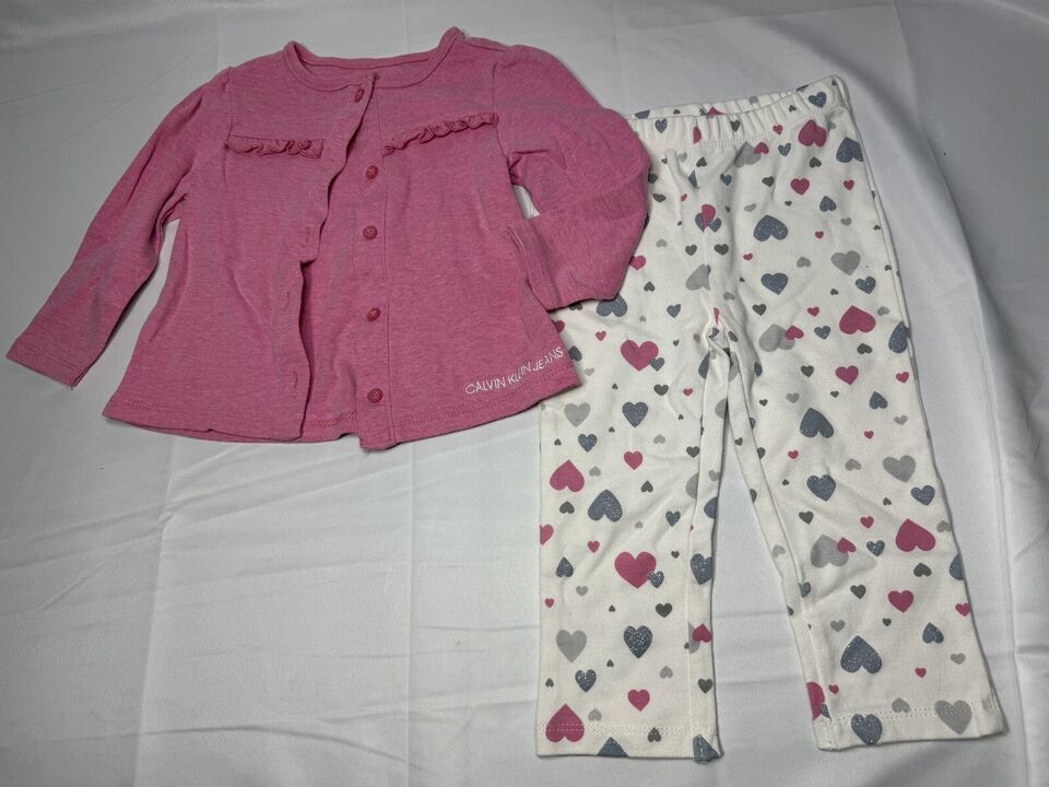 Primary image for Baby girl Calvin Klein 2 pc heart outfit-size 18 months