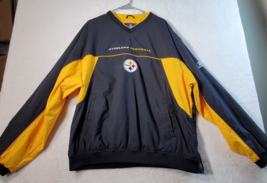 NFL Team Apparel Steelers Hoodless Jacket Mens XL Black Yellow Logo Side... - £13.69 GBP