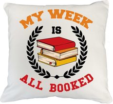 I&#39;m All Booked Witty Bookish Pillow Cover For Librarian, Curator, Clerk, Collect - £19.78 GBP+