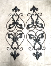 Wall Sconces Black Metal Scroll Pillar Candle Holders 23 inch Pair - £18.09 GBP