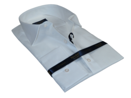 Men 100% Cotton Shirt Manschett Quesste Turkey Slim Fit 6041-01 White Fancy - £47.54 GBP