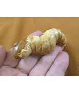 (Y-CATE-718) tan CATERPILLAR Inch WORM figurine gemstone carving love wo... - $23.96 CAD
