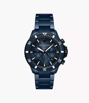 Emporio Armani Chronograph Watch Blue Ceramic 43mm Black-Blue Dial AR70009 - £310.54 GBP