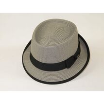 Men's Broner Summer Hat Woven Straw Style Porkpie STAND UP 88-8609 Gray image 2