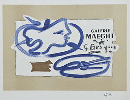 Galerie Maeght 1950CM Por Georges Braque Firmado Litografía 7&quot; x9 1.3cm - £1,199.49 GBP