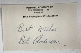 Bob Anderson Signed Autographed 3x5 Index Card - Football - $15.00
