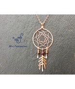 Handmade dreamcatcher pendant and necklace with garnet and copper feathers - €34,23 EUR