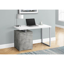 Monarch Specialties 48 in. Left &amp; Right Metal Computer Desk, White Concr... - $353.89