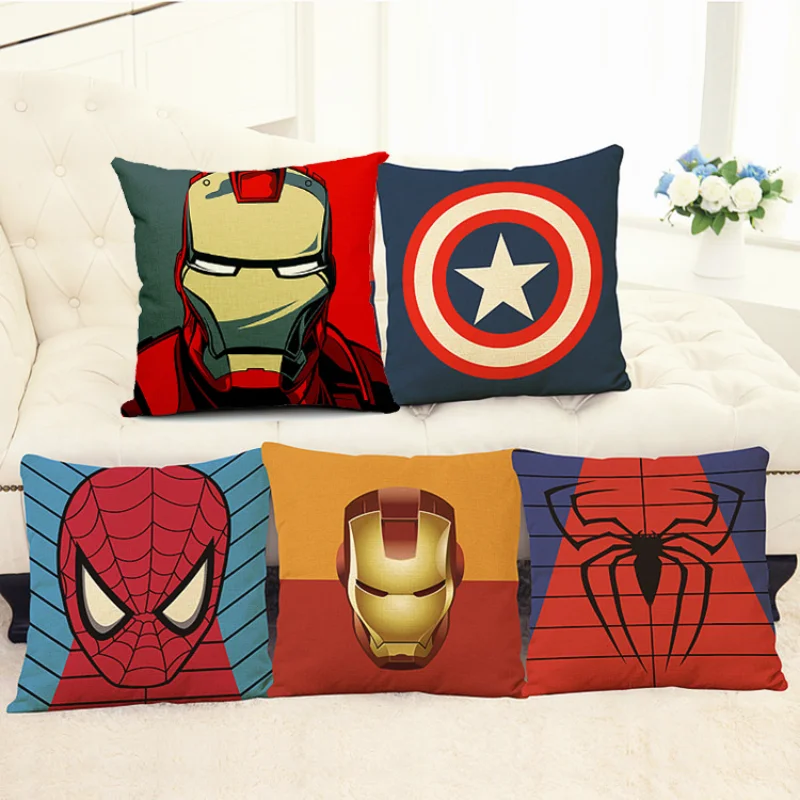 Captain America Marvel Accessories Linen Pillowcases IronMan Spiderman Anime - £10.39 GBP+