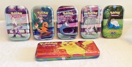 Pokemon Mini &amp; One Large Tins EMPTY Metal Storage Tins Lot of 6 No Packs... - $17.73