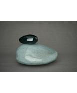 Handmade Cremation Urn for Ashes &quot;Stone&quot; - Large | Oily Green Melange | ... - $400.00+