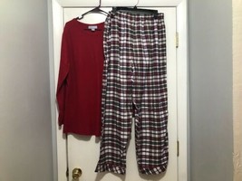 NEW Only Necessities Plus Size Large Long Sleeve Pajamas Set Plaid Bottoms - £14.01 GBP