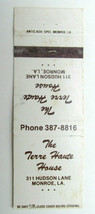 The Terre Haute House - Monroe, Louisiana Restaurant 20 Strike Matchbook Cover - £1.38 GBP