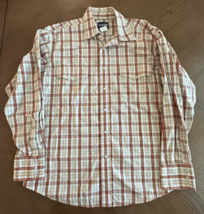 Wrangler Pearl Snap Shirt Men Size XL Tan Orange Stripe Long Sleeve Rodeo - $18.41