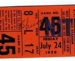 1959 San Francisco Giants Chicago Cubs Ticket Willie Mays Ernie Banks  - $84.28