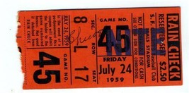1959 San Francisco Giants Chicago Cubs Ticket Willie Mays Ernie Banks  - £66.32 GBP