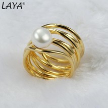925 Sterling Silver Retro Twist Rope Natural Pearl Ring For Women Design Fashion - £37.66 GBP