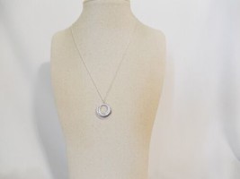 Charter Club 16&quot; w 2&quot; ext Silver Tone Circular Pendant Necklace Y424 - £8.99 GBP