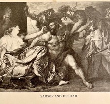 Samson And Delilah Religious Victorian Print 1901 Woman History Ephemera... - $19.99