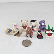 Polymer Clay Animal Miniature Figurine Lot Rabbit Dog Bear Bird Cat - £27.64 GBP