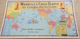 Wampoles Creo-Terpin for Coughs &amp; Colds Ad card Brown Pharmacy Dalton MA - $7.99