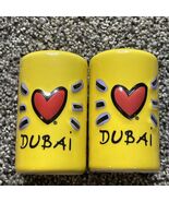 Luke-A-Tuke Ceramic Salt &amp; Pepper Shakers Dubai Theme Yellow 3” - $11.95