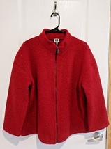 Anne Klein RED Women&#39;s Textured Dolman Sleeve Sherpa Jacket Size L Large - £51.82 GBP