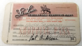 St. Louis Jewelry and Furniture Mart Charge Card 1950 Loew&#39;s State Theater - £15.14 GBP