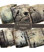 Raven Junk Journal Pages Set of 6, Printable Scrapbook Pages - $5.47 CAD