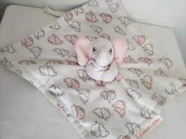 Blankets and Beyond White Elephant Baby Security Blanket Pink Grey Lovey... - $15.82