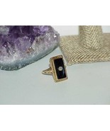 Antique Vintage Art Deco 14K Yellow Gold Filigree Diamond Onyx Ring Size... - £350.56 GBP