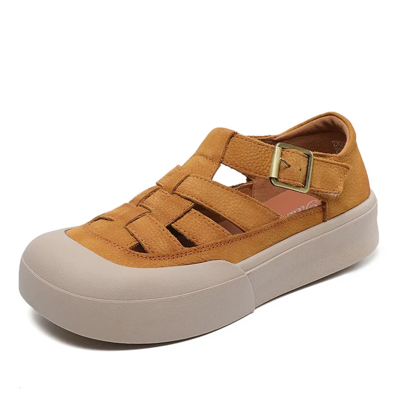 Chunky Platform Summer Shoes Women Breathable Hollow Casual Sneakers Women Genui - £75.86 GBP